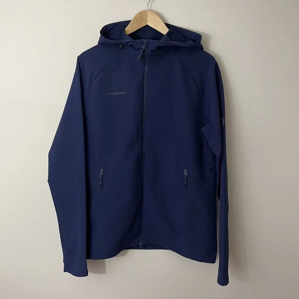 Mammut Macun Jacket Mens M Navy Blue Water Repellent Hooded Soft Shell Coat EUC - Picture 2 of 14